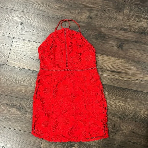 High neck red lace dress from urban outfitters High neck red lace dress from urban outfitters